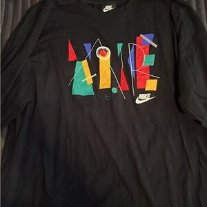 Nike Black Long Sleeve Tee with Multicolor Abstract Graphic
